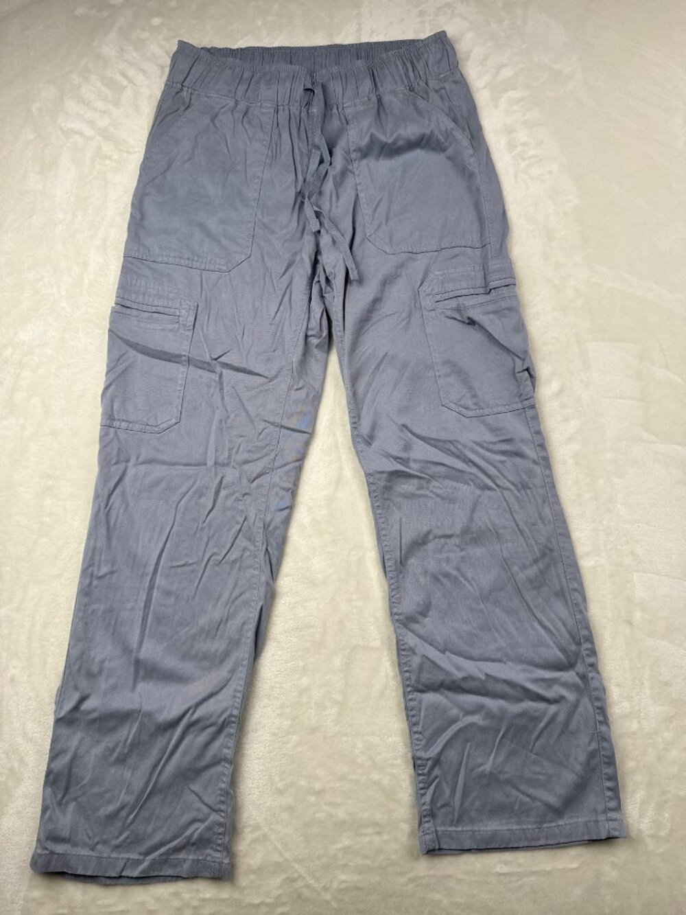 Buffalo David Bitton Womens Cargo Pants S Gray Tencel-Blend Elastic Waist